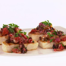 Halibut with Artichoke and Olive Caponata