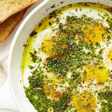 Alice Waters' Olive Oil Fried Eggs with A Crown of Herbs