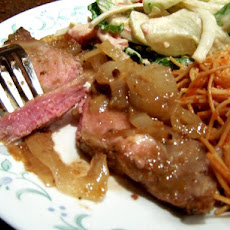Rib Eye Steaks in a Port Wine Glaze.