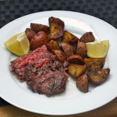 Skirt Steak with Roasted Potatoes and Lemon