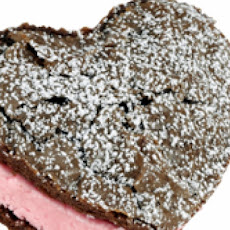 Chocolate Strawberry Heart-Shaped Ice-Cream Sandwiches