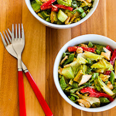 Leftover Chicken Salad with Sugar Snap Peas, Cucumbers, Red Bell Pepper, and Basil
