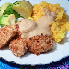 Macadamia Chicken With Orange-Ginger Sauce and Coconut Pilaf