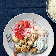 Greek-Style Chicken with Pickled Onions, Tomatoes, and Tzatziki