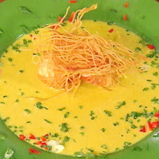 Angel Hair-Covered Fried Scallops with Curry Sauce