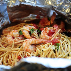Shrimp Pasta in a Foil Package