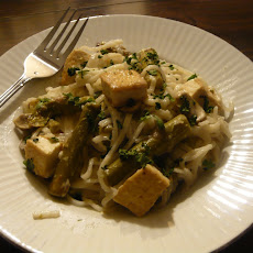 Coconut Key Lime Tofu with Asparagus and Mushroom Delight
