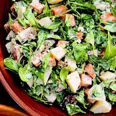 Two-Potato Salad with Creole Mustard, Bacon, and Arugula