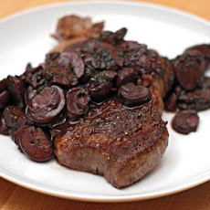 Steak with Red Wine Mushrooms