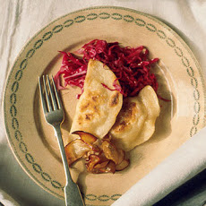 Parsnip Pierogi with Pickled Red Cabbage and Sauted Apples