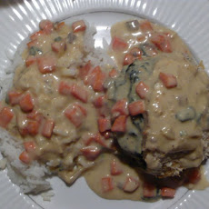 Spinach Stuffed Spicy Panko Crusted Pork Chops with Creamy Rustic Pan Sauce