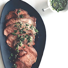 Roast Beef with Scallion-Caper Green Sauce