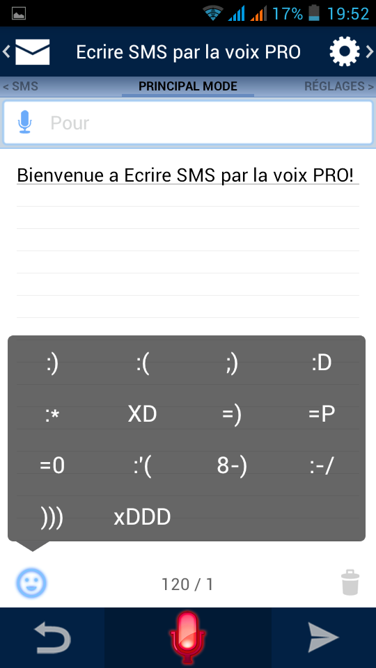 Android application Write SMS by voice screenshort
