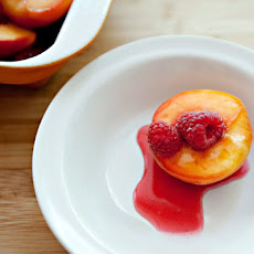 Poached Peaches with Raspberries