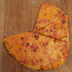 Home-made pizza that's crispy on the bottom & chewy in the middle