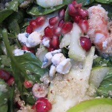 Shrimp-Winter Fruit Salad with Pomegranate Seeds and Blue Cheese