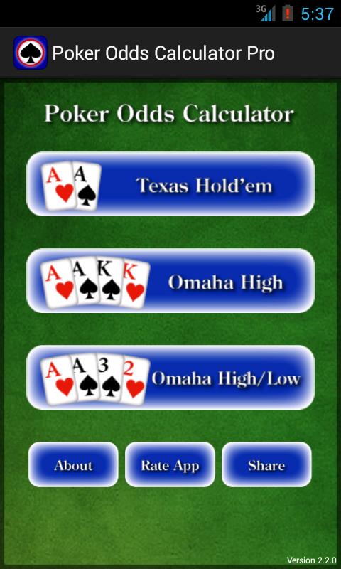 Android application Poker Odds Calculator Pro screenshort
