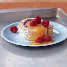 Raspberry Jelly Roll with Apricot Coulis