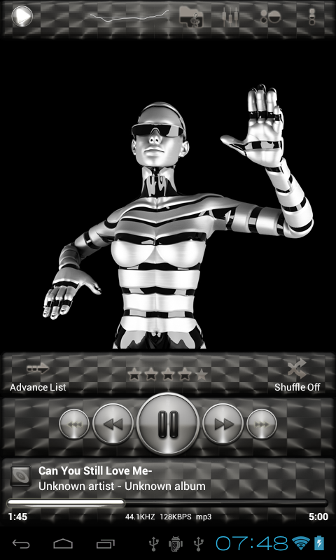 Android application Poweramp skin IRON BRUSHED screenshort