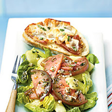 Ham and Cheese Tartines with Cherokee Purple Tomato Salad