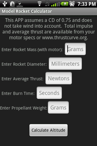 Model Rocket Calculator