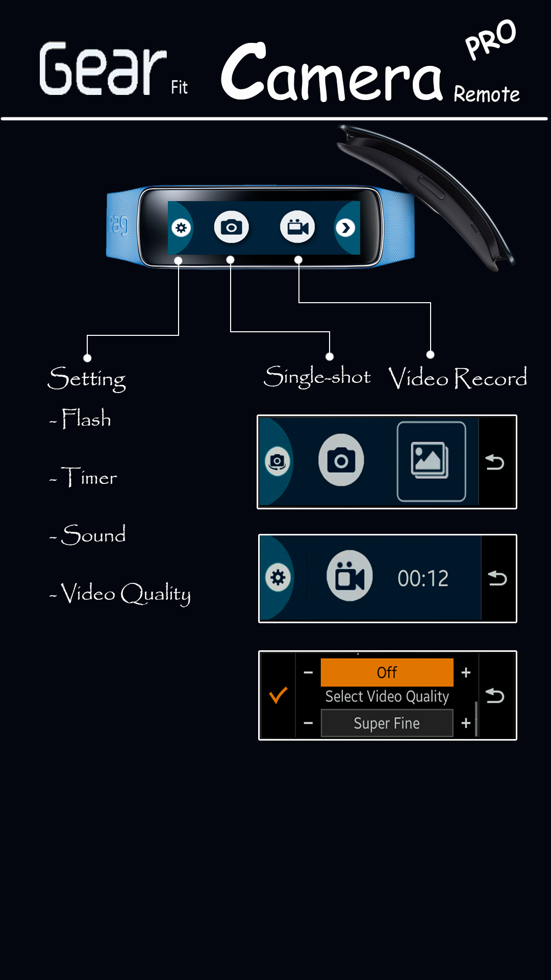Android application Gear Fit Camera Remote Pro screenshort