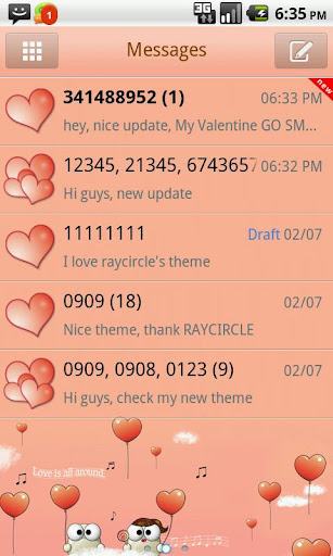 My Valentine GO SMS Theme