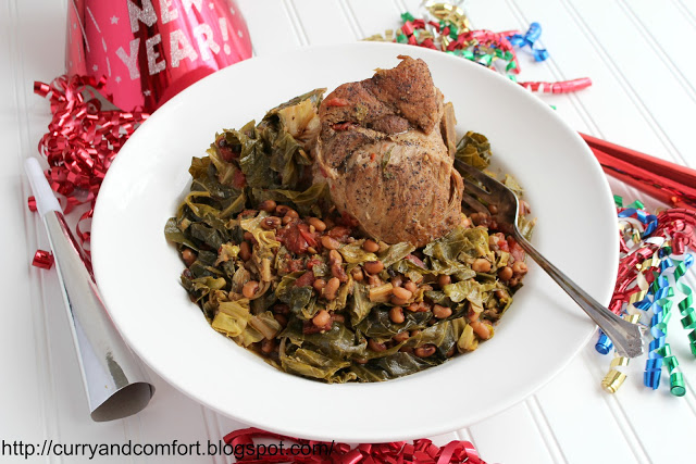 Slow Cooker Pork, Collard Green and Blacked-Eyed Peas