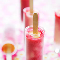 Raspberry and peach popsicles