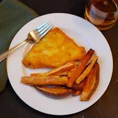 Beer Battered Cod with Sweet Potato Chips