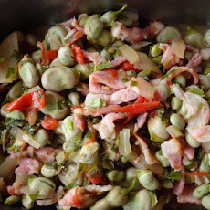 Favas a Portugueasa  ( Broad Beans With Bacon and Herbs )