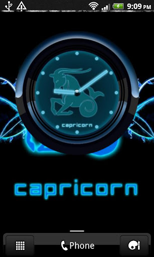 CAPRICORN - Neon Blue Clock