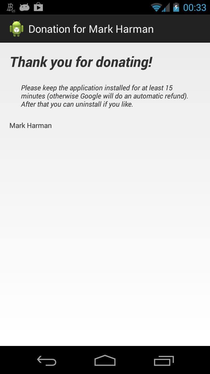 Android application Donation for Mark Harman screenshort