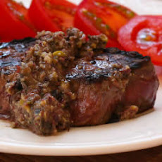 Pan-Grilled Steak with Olive Sauce