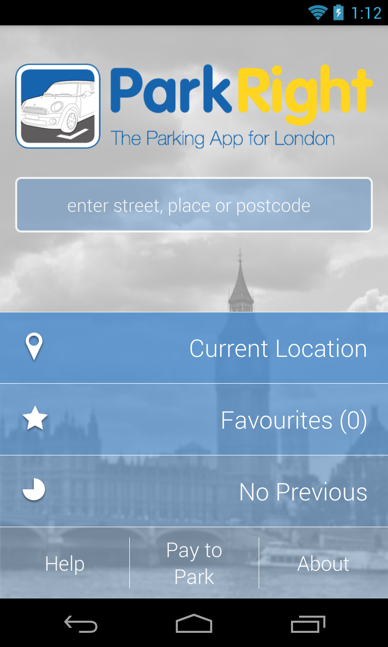 Android application ParkRight screenshort
