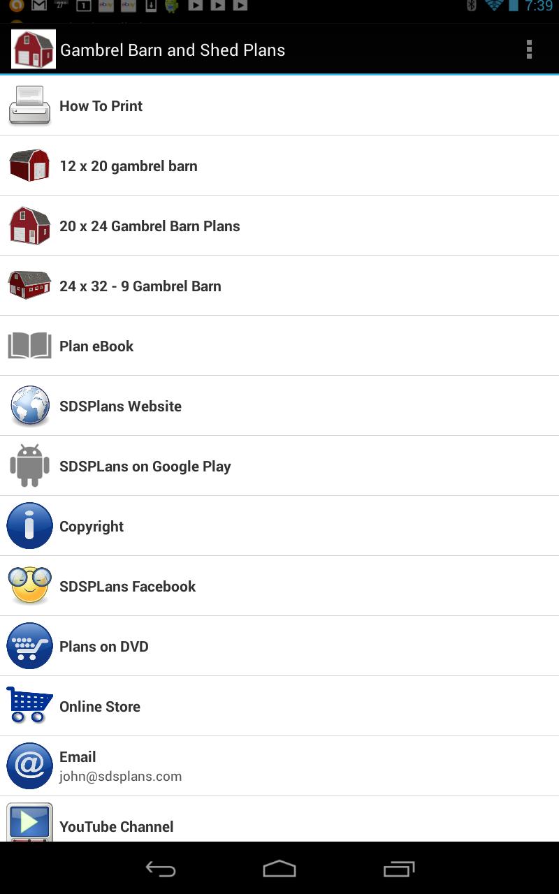 Android application Gambrel Barn and Shed Plans screenshort