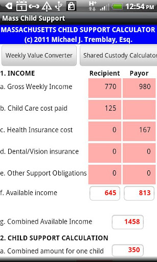 Mass Child Support Calculator