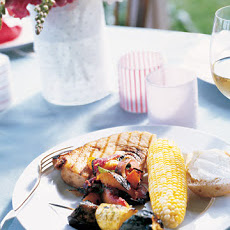 Summer Vegetable Skewers with Pesto Drizzle