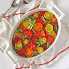 Heirloom Tomatoes Simply Sliced & Served with Lemon Basil