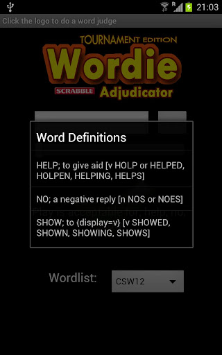 Wordie Scrabble Adjudicator TE