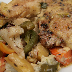 Stove Top One-Dish Chicken Bake With Vegetables.