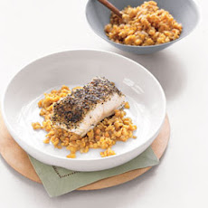 Spice-Baked Sea Bass and Red Lentils