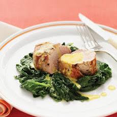 Pork Tenderloin with Garlic-Orange Vinaigrette and Sauteed Spinach