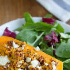 Twice Baked Butternut Squash (with quinoa and gorgonzola)