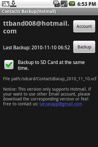 Contacts Backup Hotmail