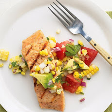 Salmon with Sweet Corn, Tomato, and Avocado Relish