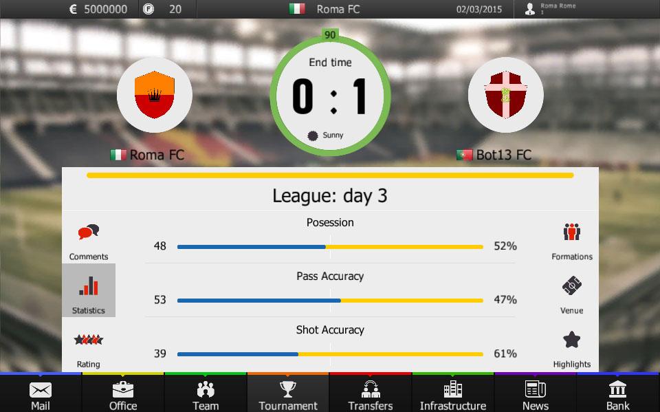 Android application FF Manager 2015: Football Game screenshort