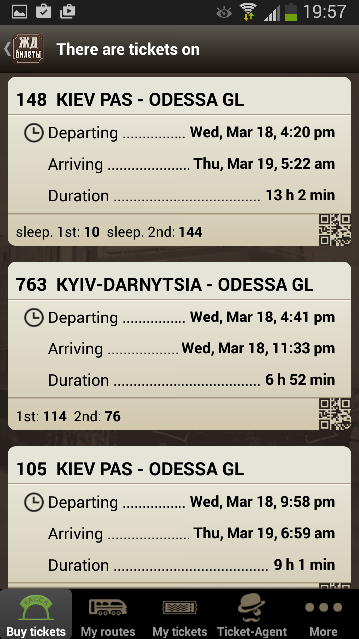 Android application Bilet Cafe - train tickets screenshort