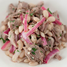 Braised Pork With White Beans And Pickled Red Onion