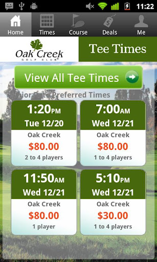 Oak Creek Golf Club Tee Times